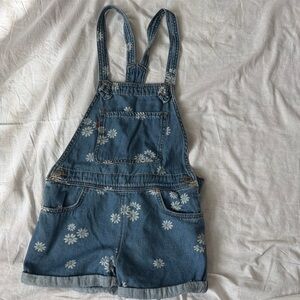 Levi's Blue Denim Overalls with White Floral Design